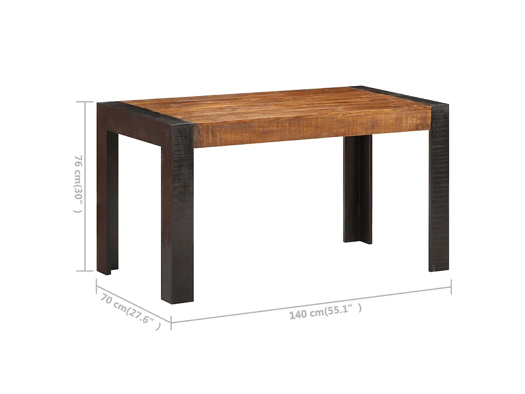 Table à manger 140x70x76 cm Bois de manguier brut massif