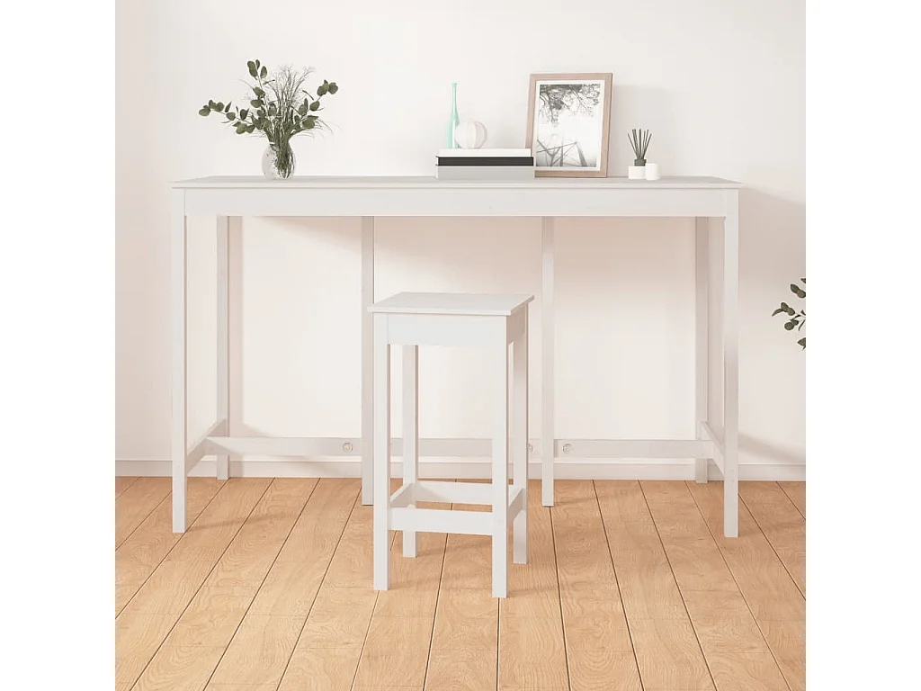 Table de bar Blanc 180x80x110 cm Bois massif de pin