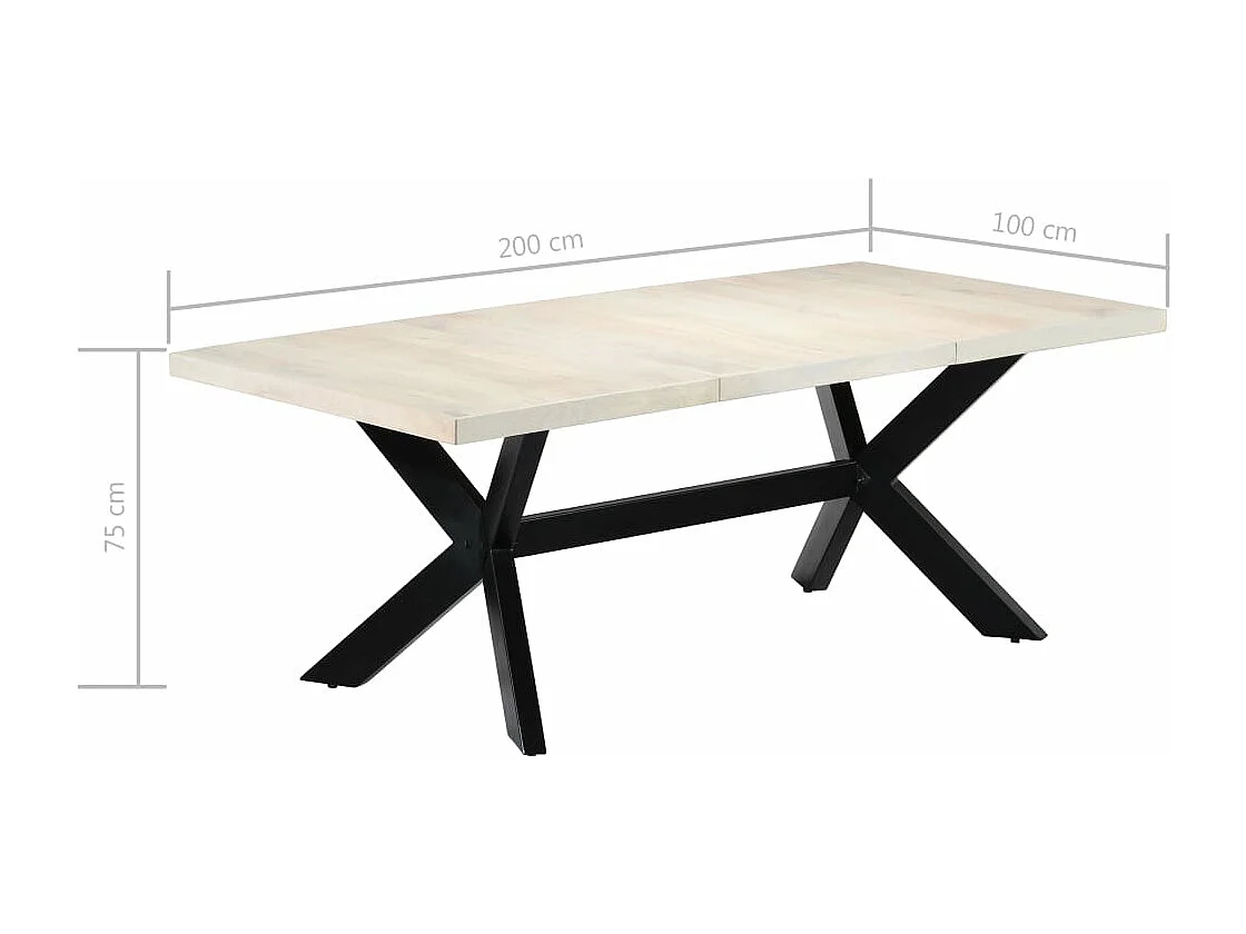 Table de salle à manger Blanc 200x100x75cm Bois manguier massif