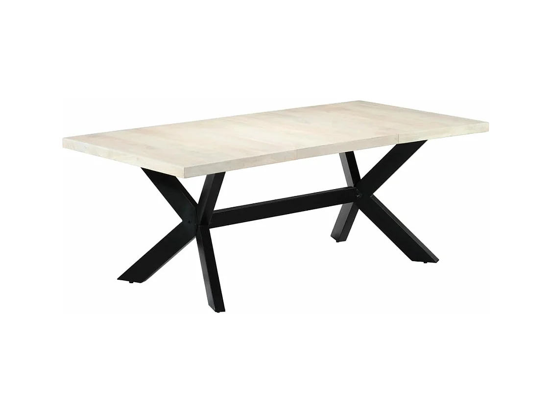 Tavolo da Pranzo Bianco 200x100x75 cm Legno Massello di Mango