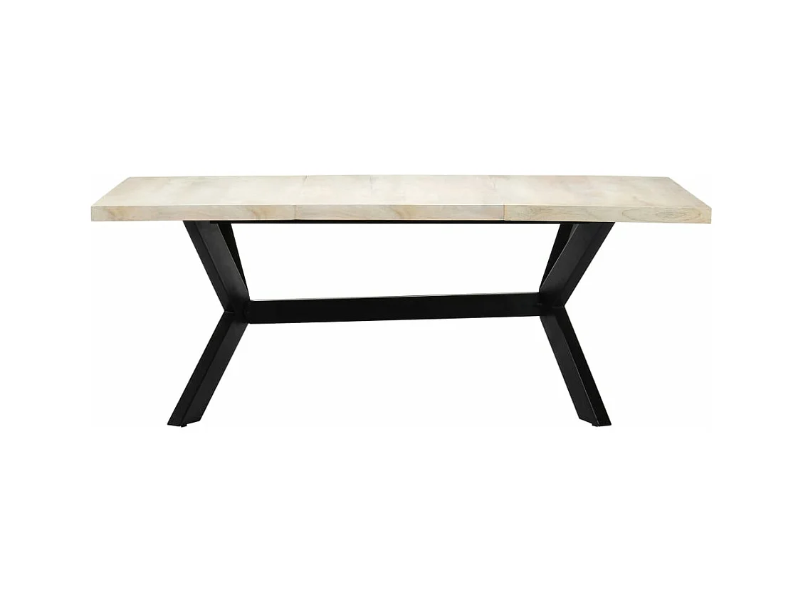 Tavolo da Pranzo Bianco 200x100x75 cm Legno Massello di Mango