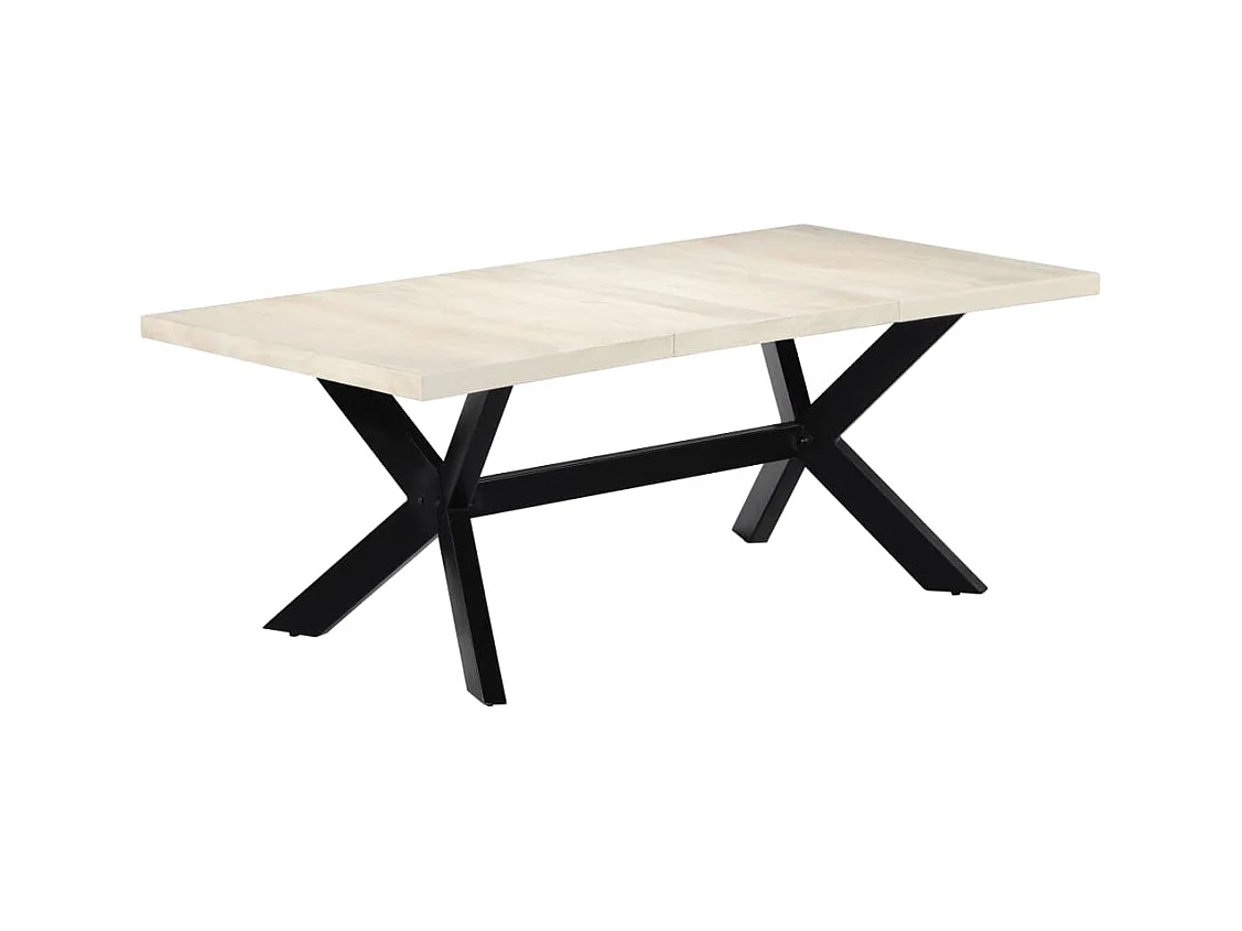 Tavolo da Pranzo Bianco 200x100x75 cm Legno Massello di Mango