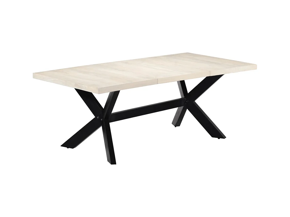 Tavolo da Pranzo Bianco 200x100x75 cm Legno Massello di Mango