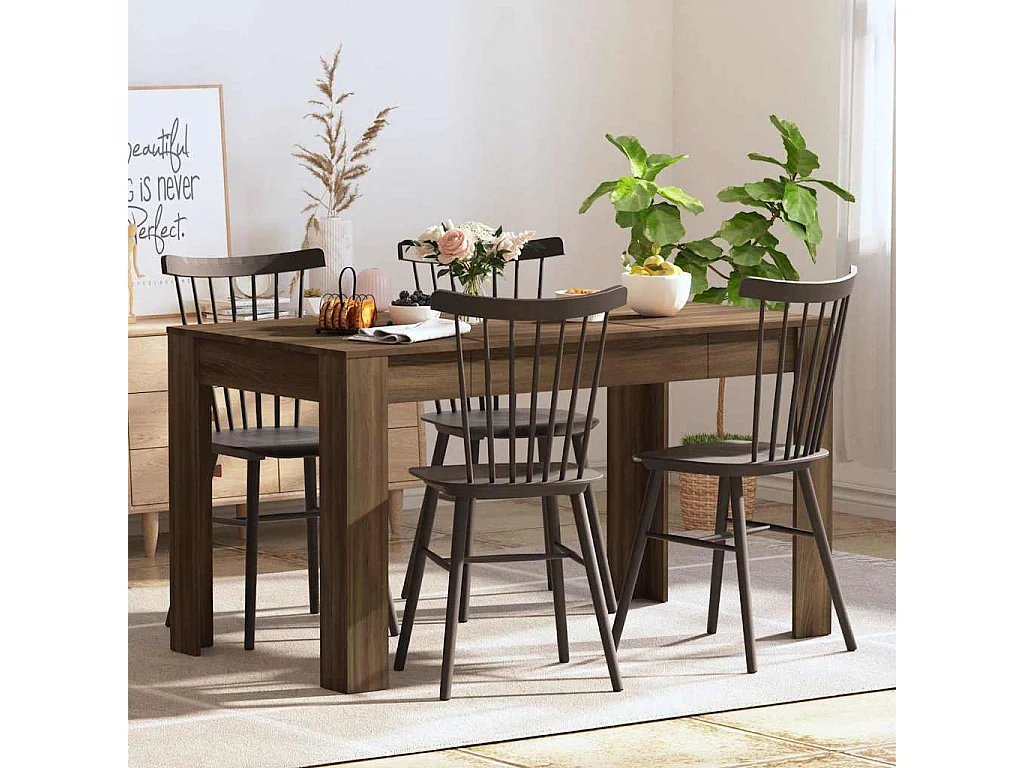 Mesa jantar 140x74,5x76 cm derivados madeira carvalho castanho