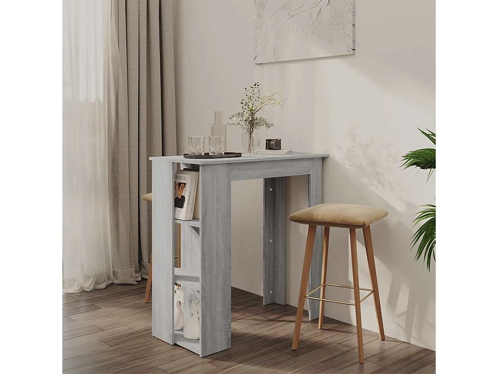 Bartafel met schap 102x50x103,5 cm bewerkt hout grijs sonoma