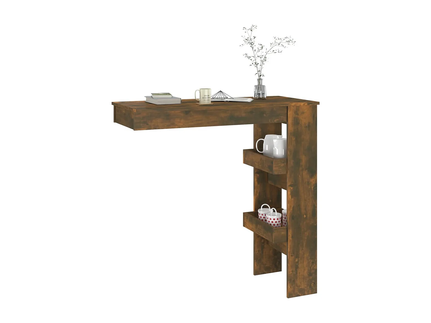 Table de bar murale Chêne fumé 102x45x103,5cm Bois d'ingénierie