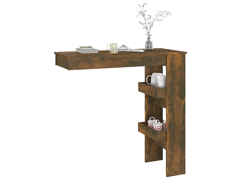 Table de bar murale Chêne fumé 102x45x103,5cm Bois d'ingénierie