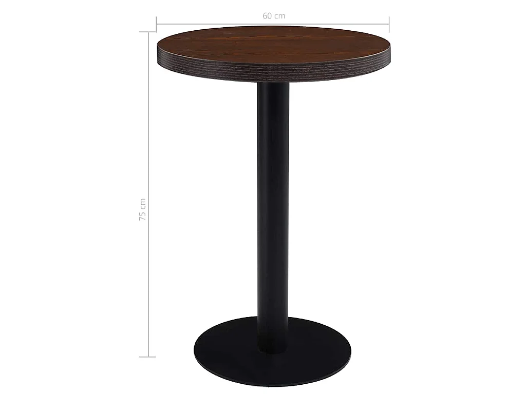 Mesa bistrô 60 cm MDF castanho-escuro