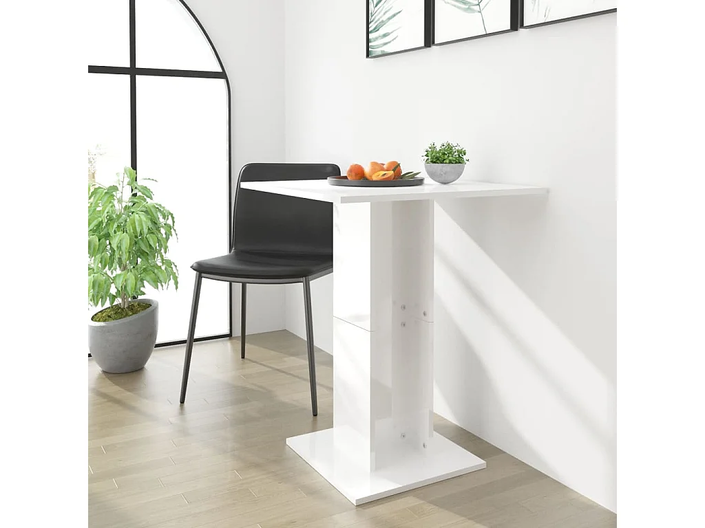 Table de bistro Blanc brillant 60x60x75 cm Bois d'ingénierie