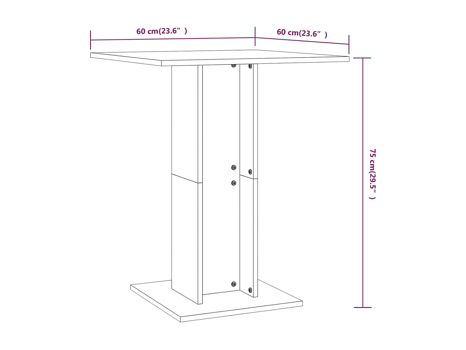 Table de bistro Blanc brillant 60x60x75 cm Bois d'ingénierie