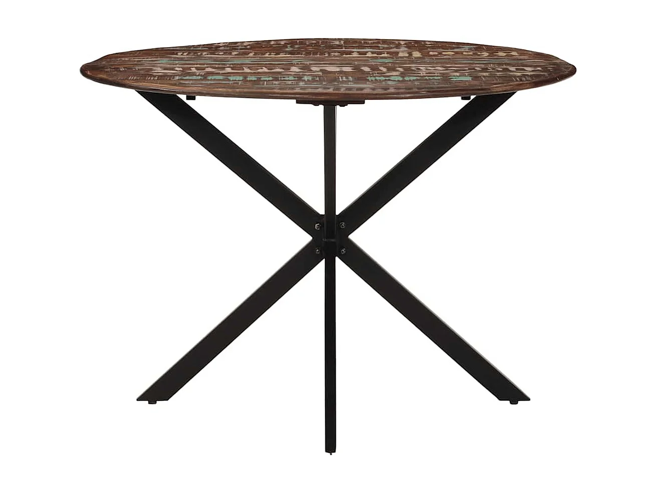 Table à dîner Ø110x78 cm Bois de récupération massif et acier