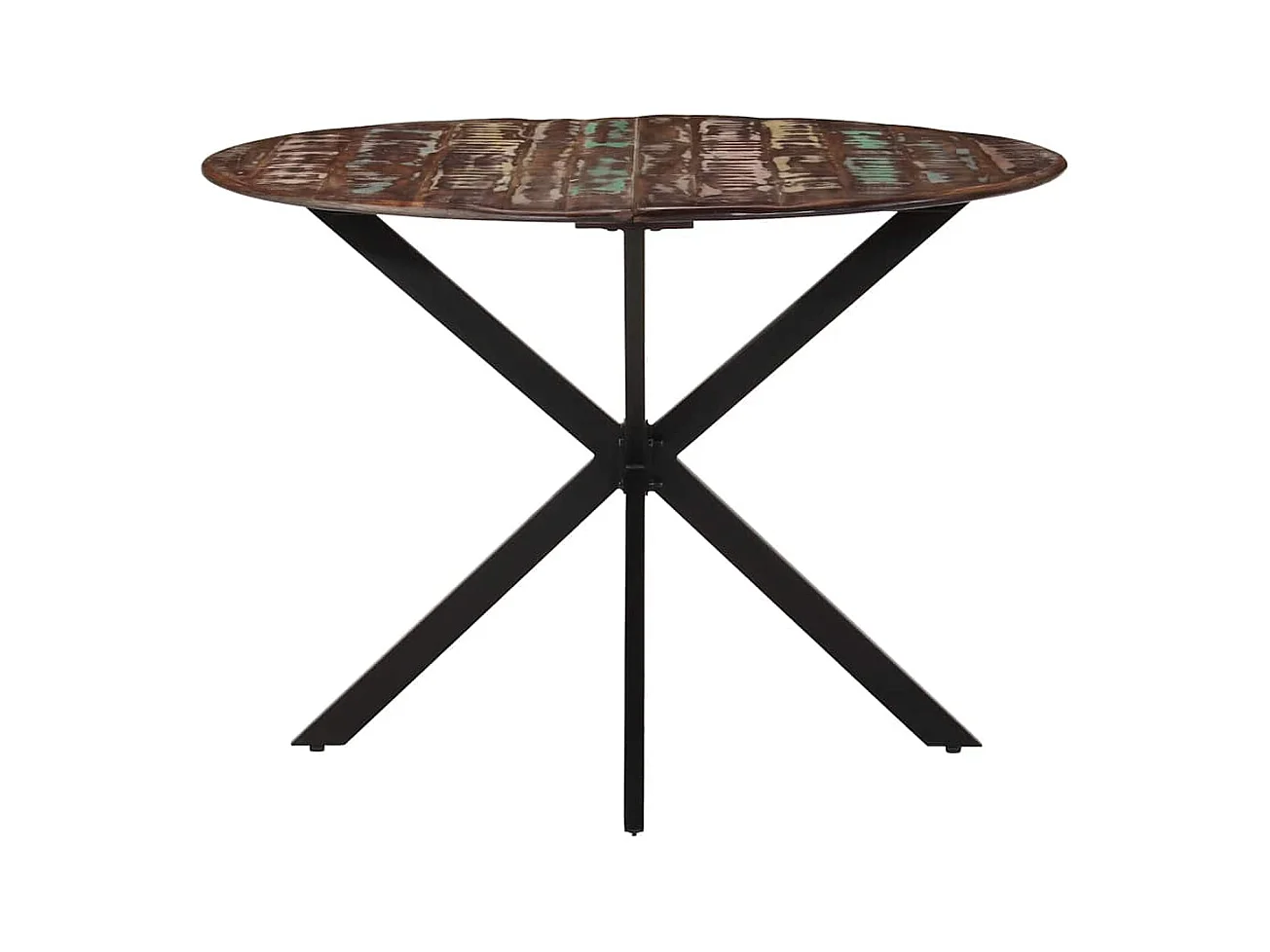 Table à dîner Ø110x78 cm Bois de récupération massif et acier