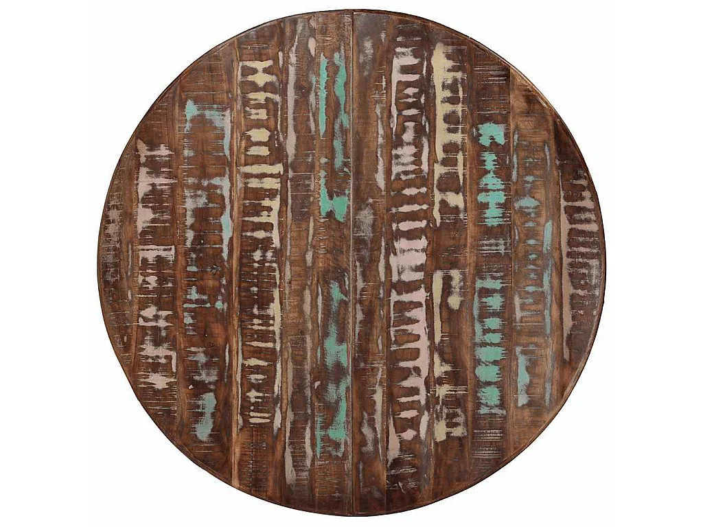 Tavolo da Pranzo Ø110x78cm Legno Massello di Recupero e Acciaio
