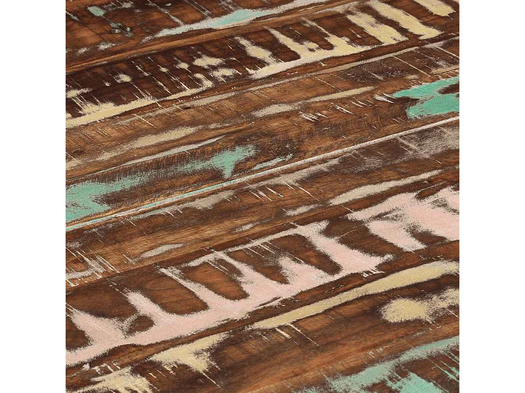 Tavolo da Pranzo Ø110x78cm Legno Massello di Recupero e Acciaio