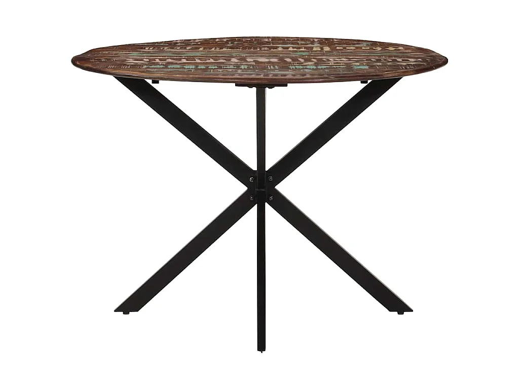Table à dîner Ø110x78 cm Bois de récupération massif et acier