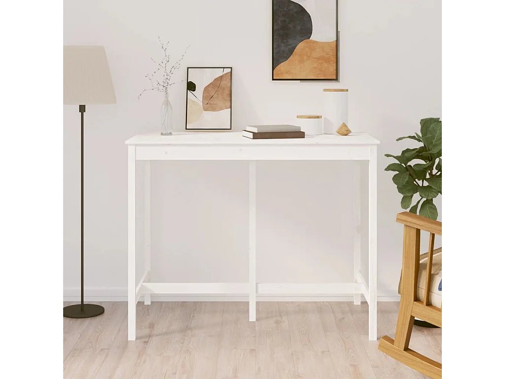 Table de bar Blanc 140x80x110 cm Bois massif de pin
