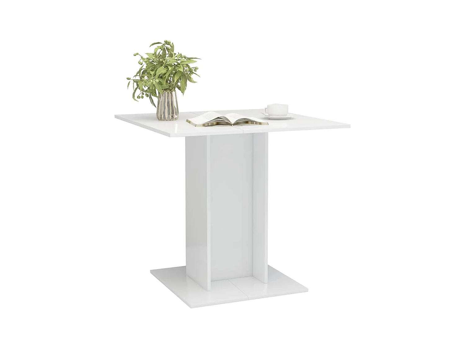 Table à manger blanc brillant 80x80x75 cm bois d'ingénierie