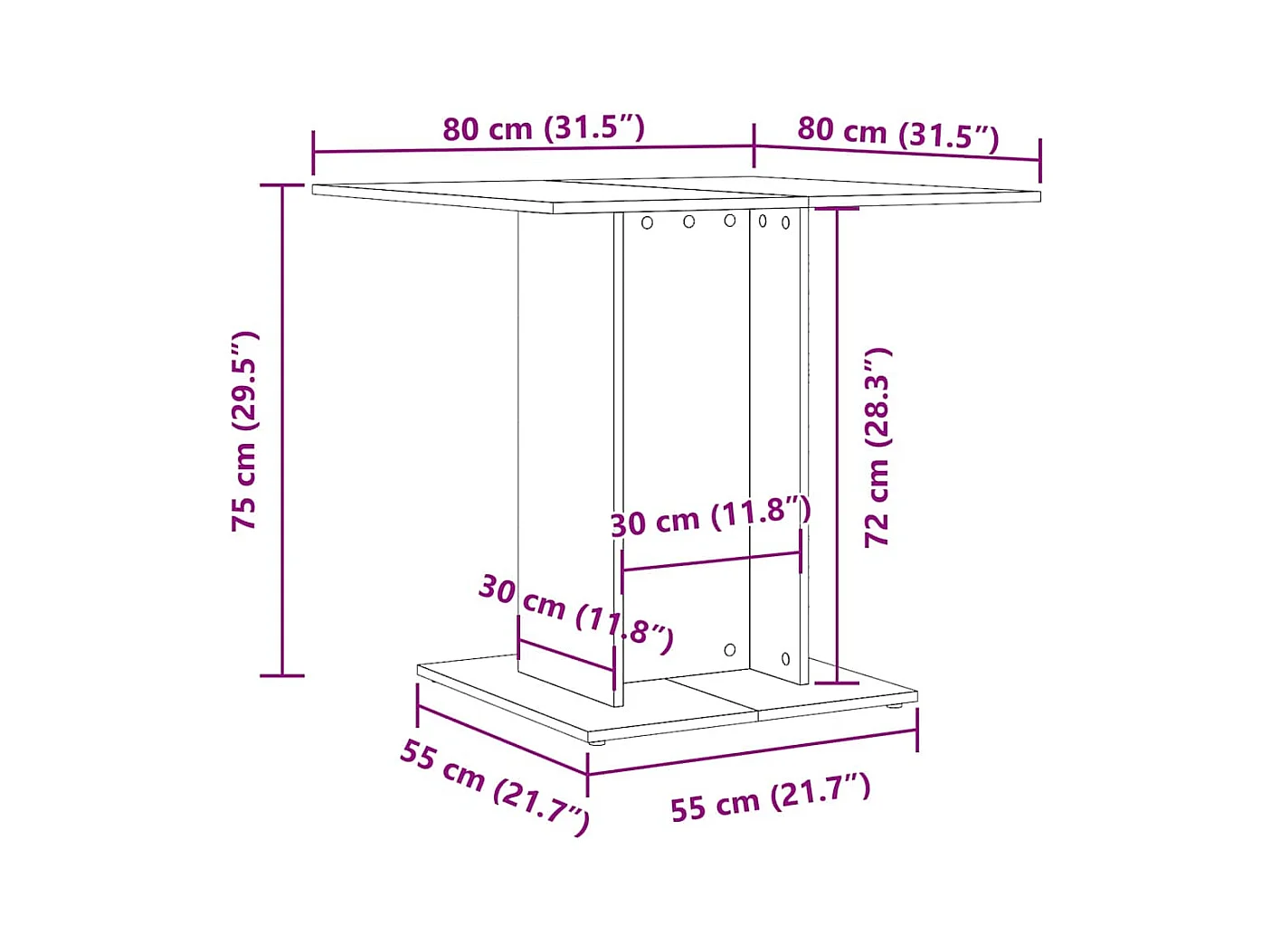 Table à manger blanc brillant 80x80x75 cm bois d'ingénierie