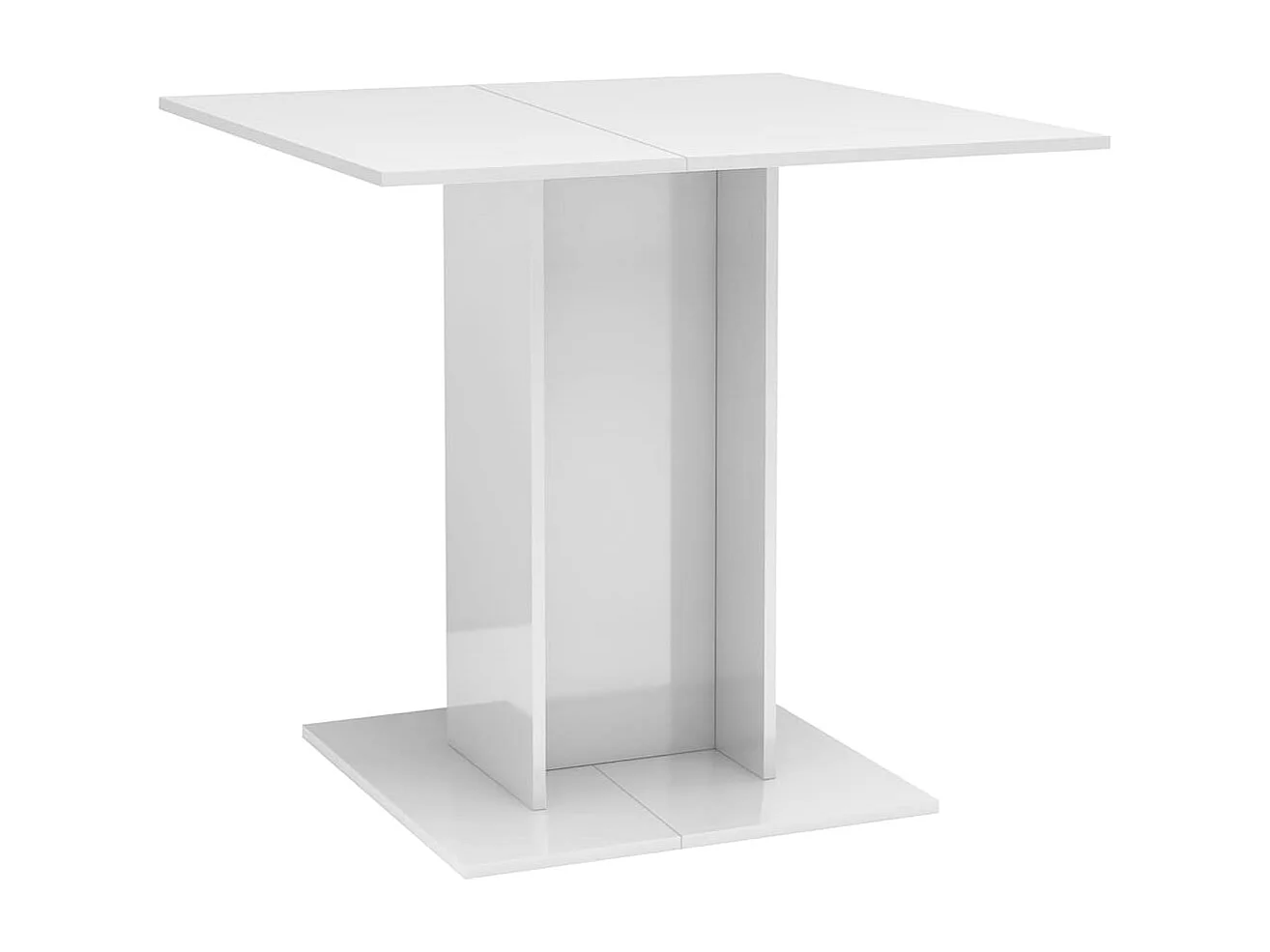 Table à manger blanc brillant 80x80x75 cm bois d'ingénierie