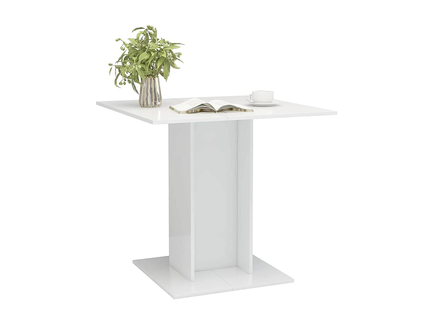 Table à manger blanc brillant 80x80x75 cm bois d'ingénierie