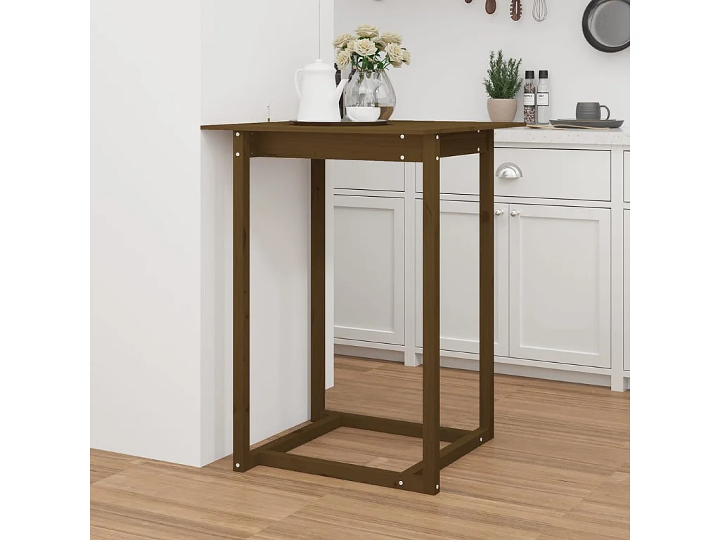 Table de bar Marron miel 80x80x110 cm Bois massif de pin