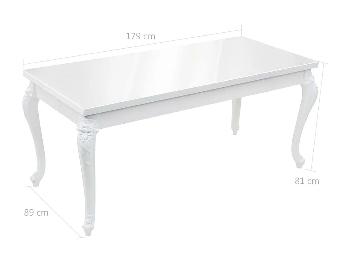 Table à manger 179x89x81 cm Blanc brillant