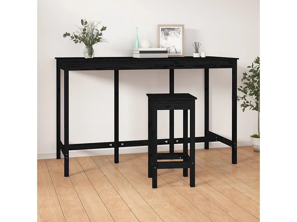 Table de bar Noir 180x80x110 cm Bois massif de pin