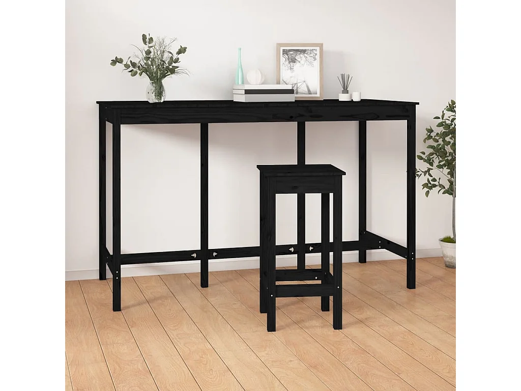 Table de bar Noir 180x80x110 cm Bois massif de pin