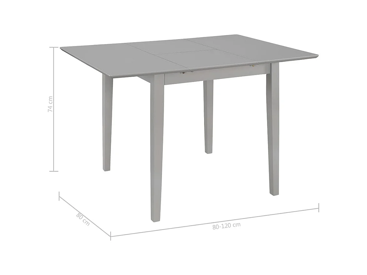 Eettafel verlengbaar (80-120)x80x74 cm MDF grijs