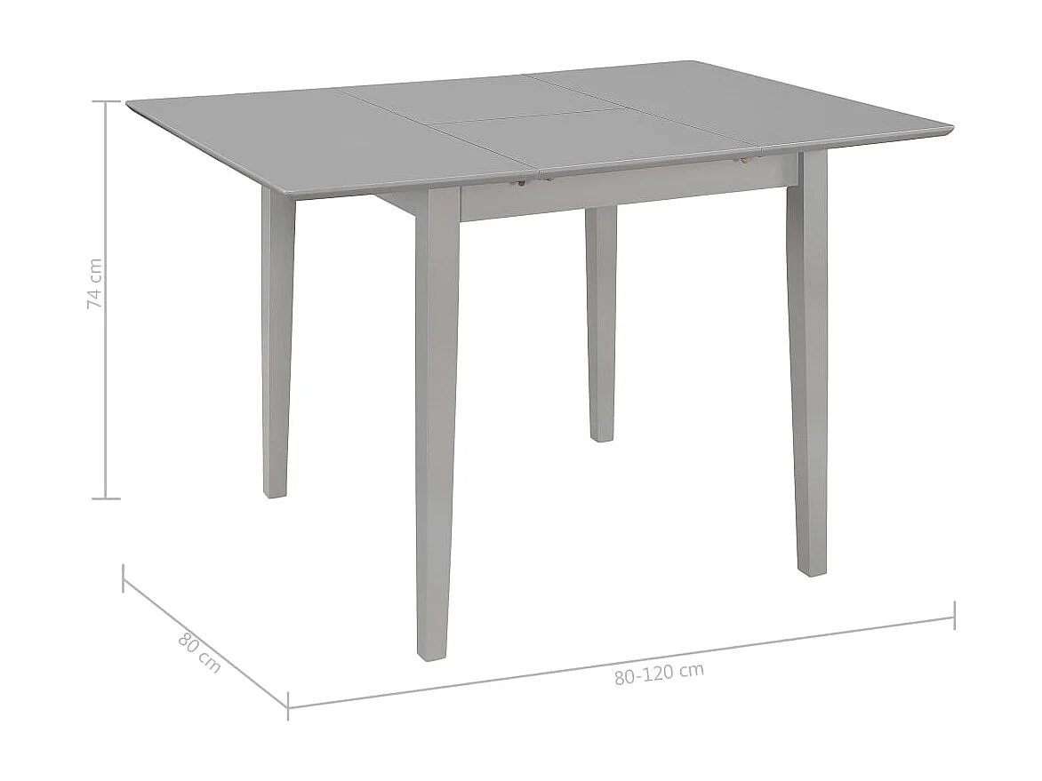 Table à dîner extensible Gris (80-120) x 80 x 74 cm MDF