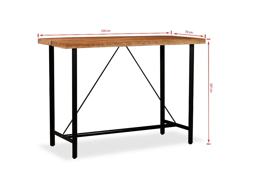 Table de bar Bois massif d'Acacia 150x70x107 cm