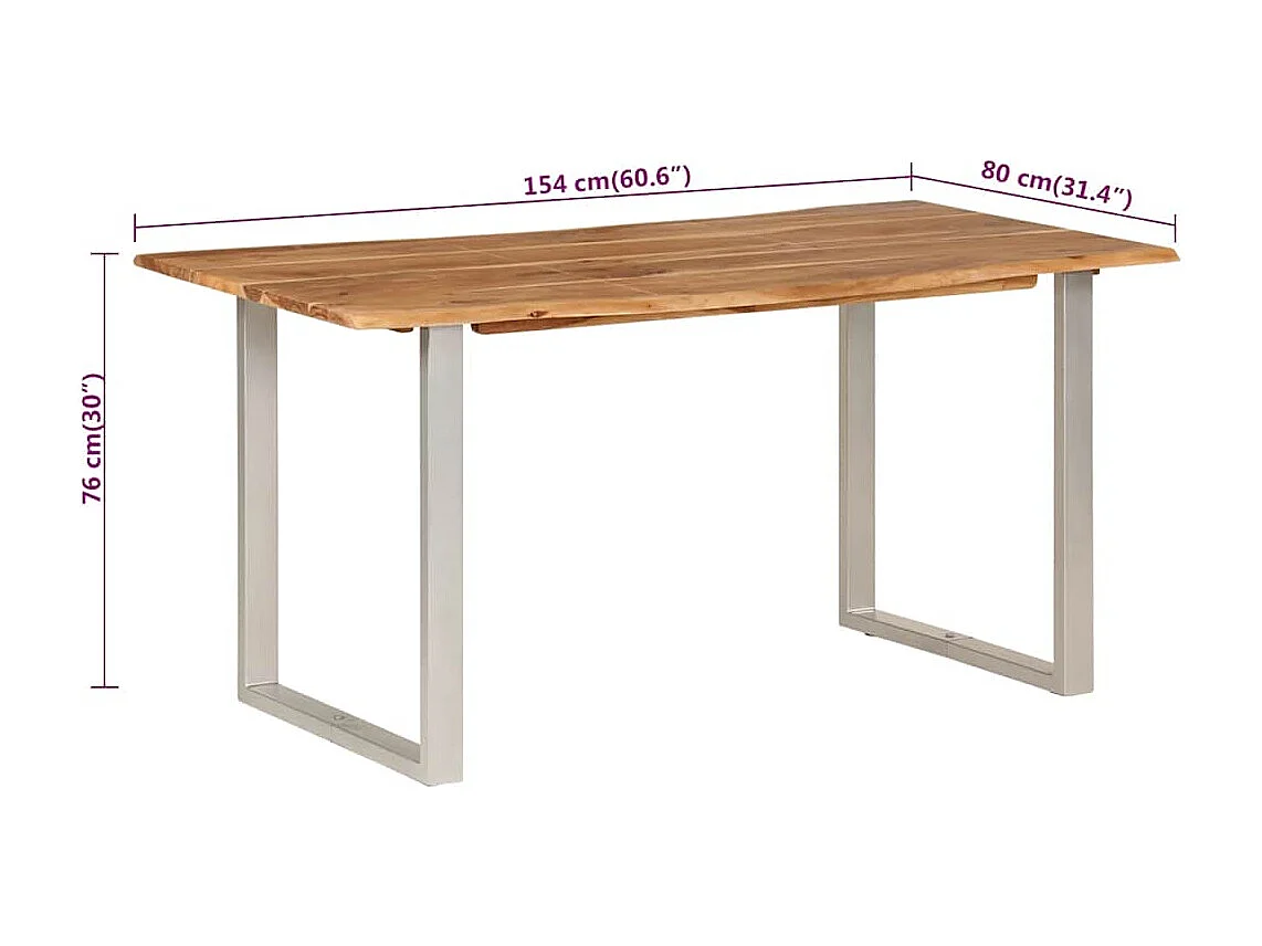 Table de salle à manger 154x80x76 cm Bois d'acacia solide