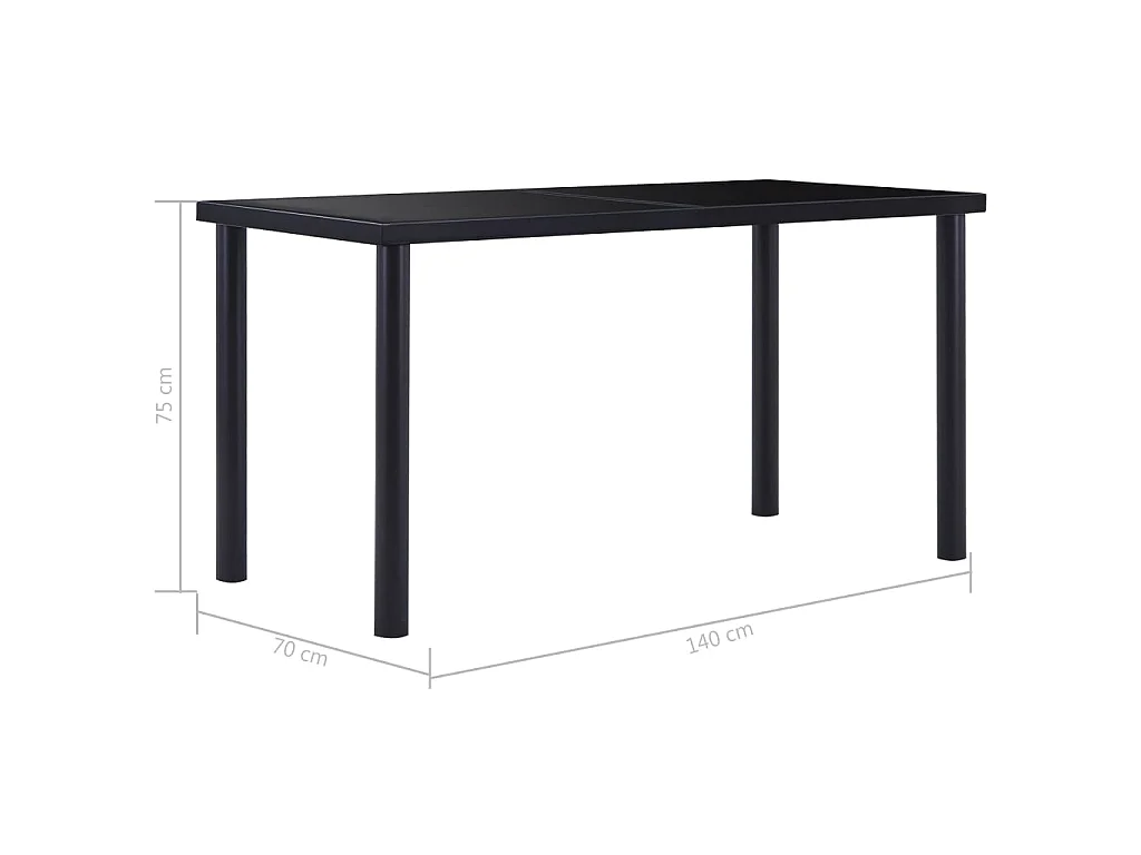 Table à manger Noir 140x70x75 cm Verre trempé