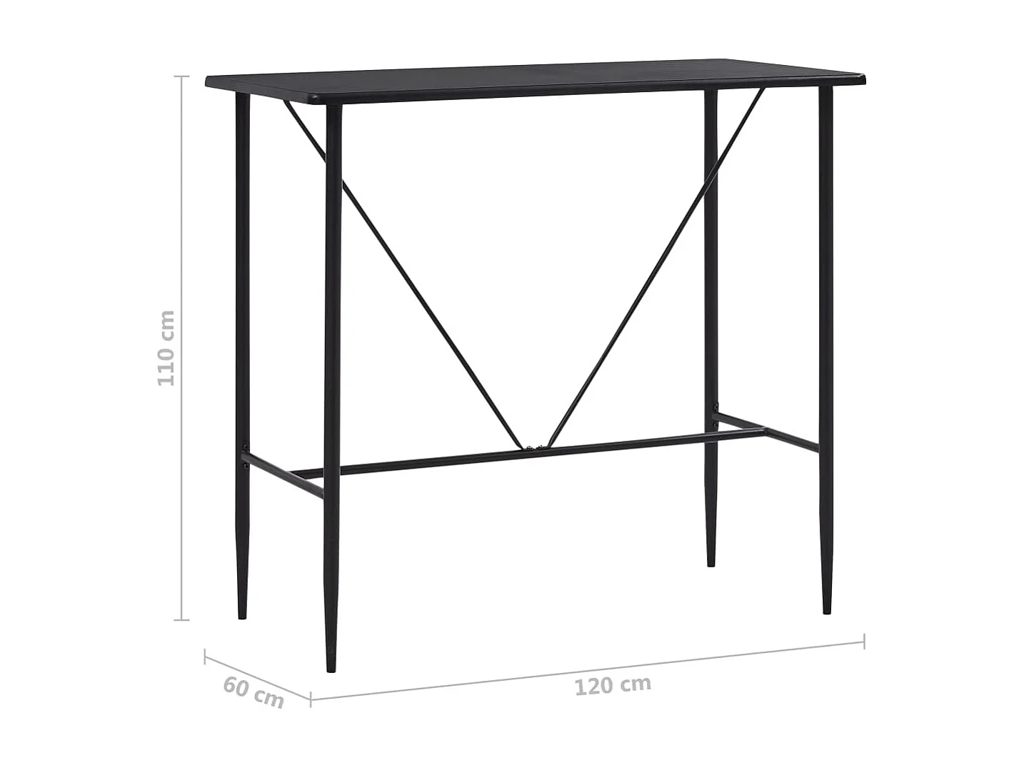 Bartisch Schwarz 120 x 60 x 110 cm MDF
