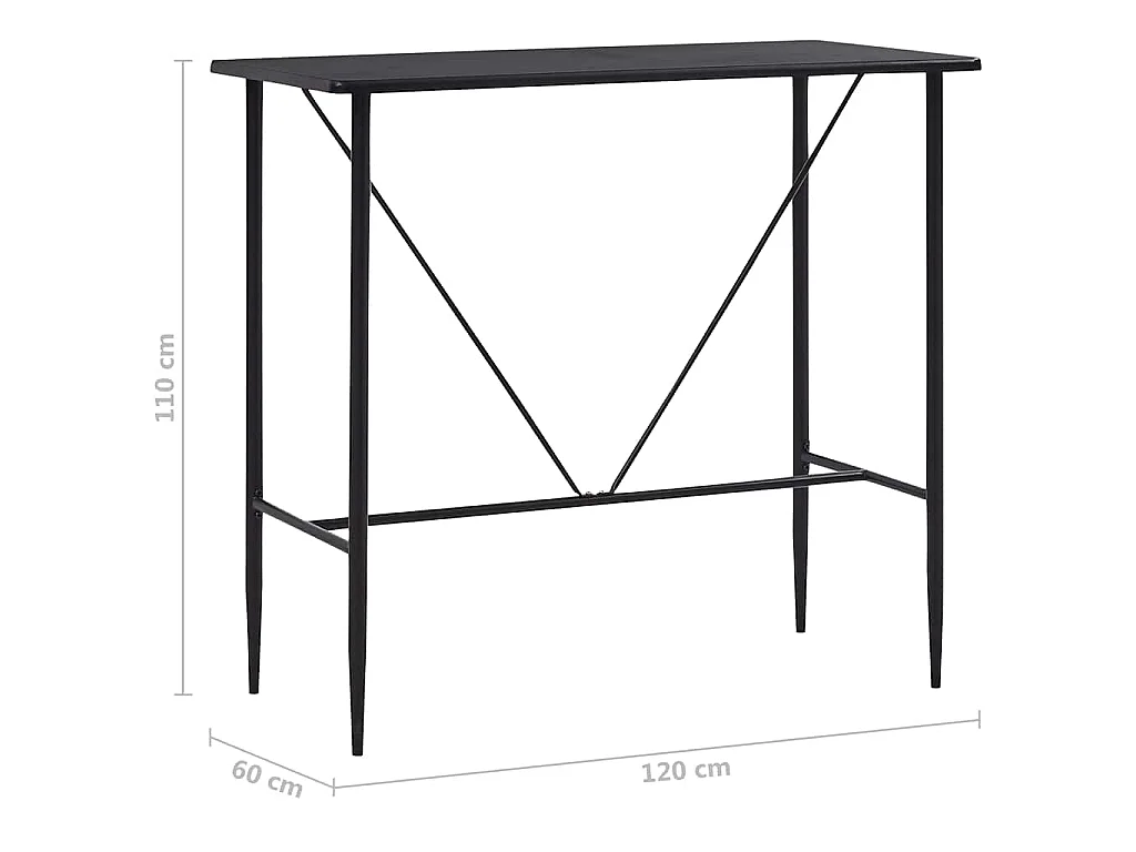Table de bar Noir 120x60x110 cm MDF