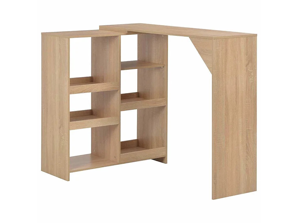 Tavolo da Bar con Scaffale Mobile Rovere 138x39x110 cm