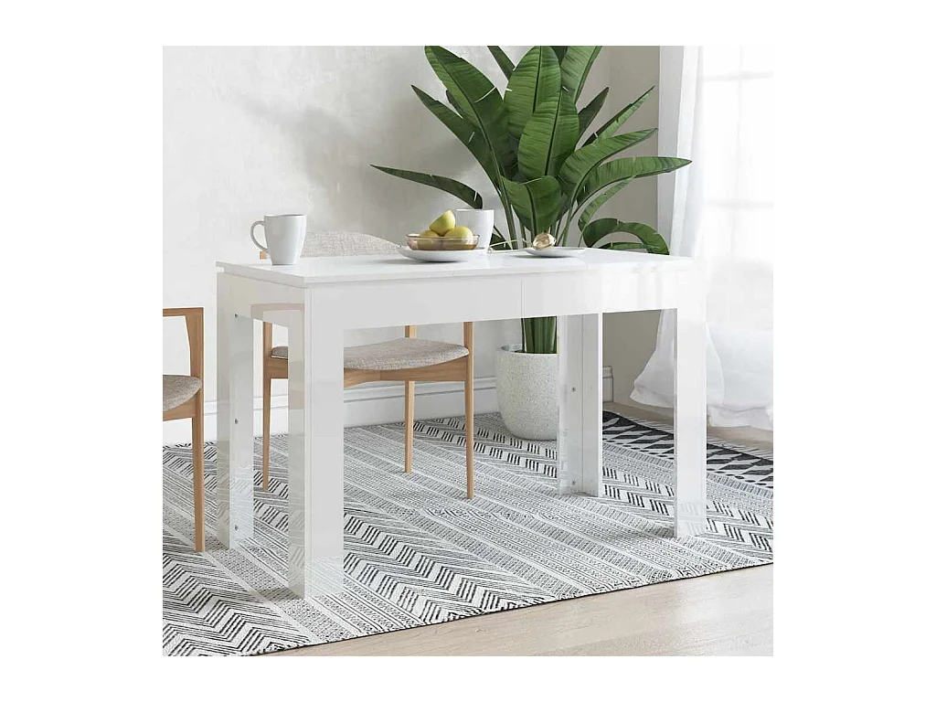 Table à manger Blanc brillant 120x60x76 cm Bois d'ingénierie