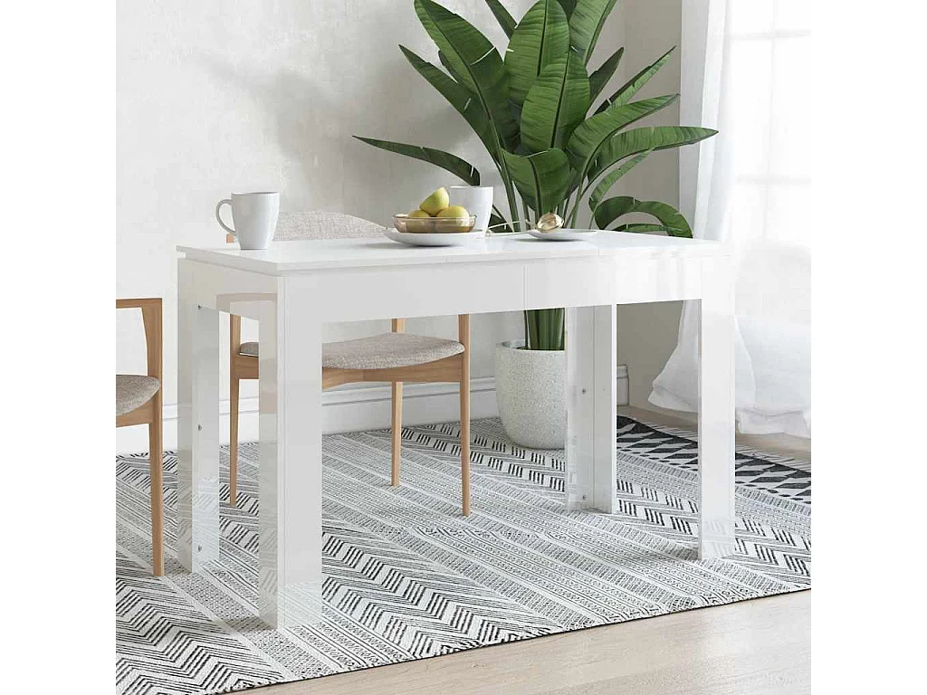Table à manger Blanc brillant 120x60x76 cm Bois d'ingénierie
