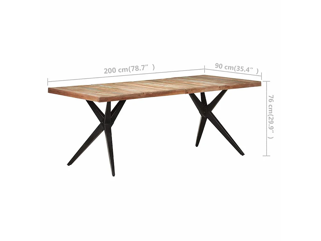 Table à manger 200x90x76 cm Bois de récupération massif