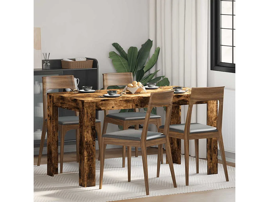 Table à manger chêne fumé 140x74,5x76 cm bois d'ingénierie