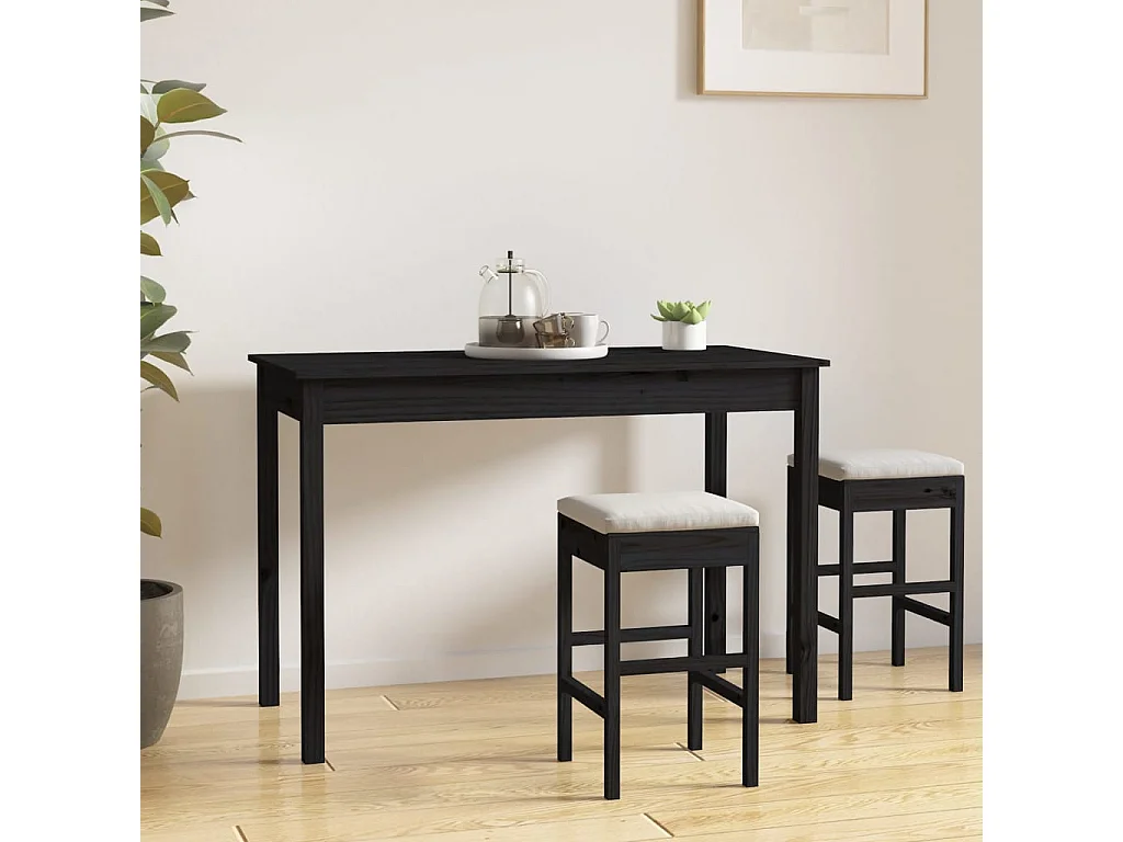 Table à manger Noir 110x55x75 cm Bois massif de pin