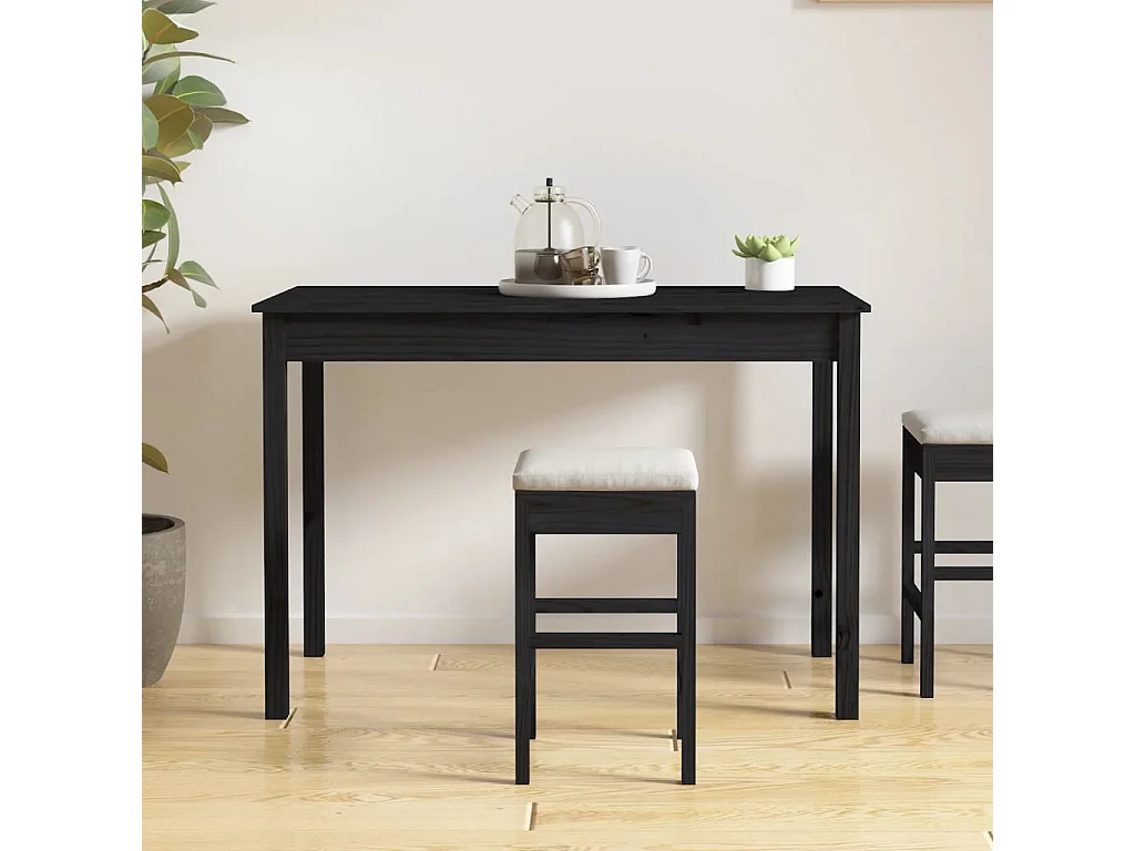 Table à manger Noir 110x55x75 cm Bois massif de pin
