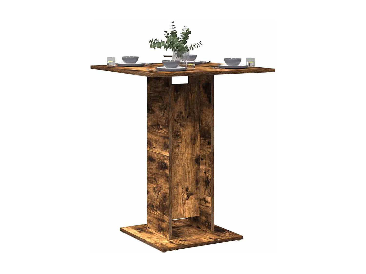 Table de bistro Chêne fumé 60x60x75 cm Bois d'ingénierie