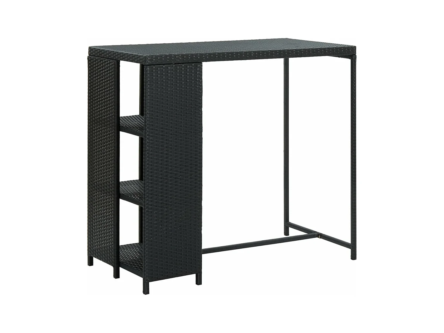 Bartisch mit Regal Schwarz 120x60x110 cm Poly Rattan