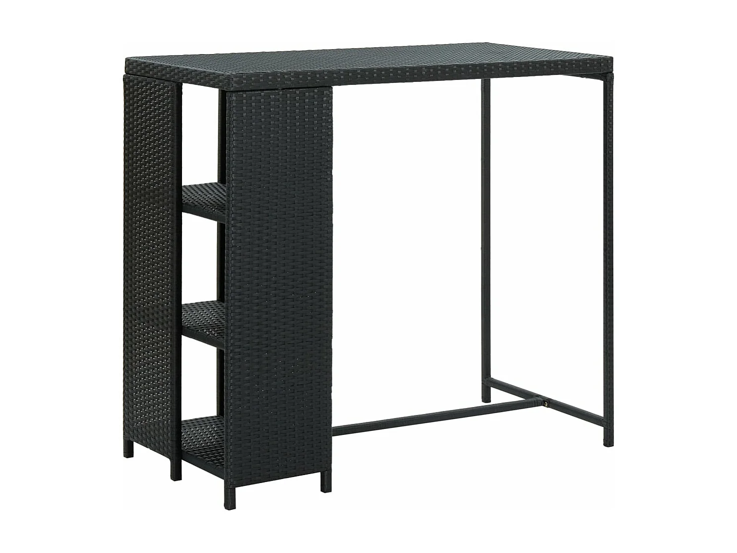 Bartisch mit Regal Schwarz 120x60x110 cm Poly Rattan