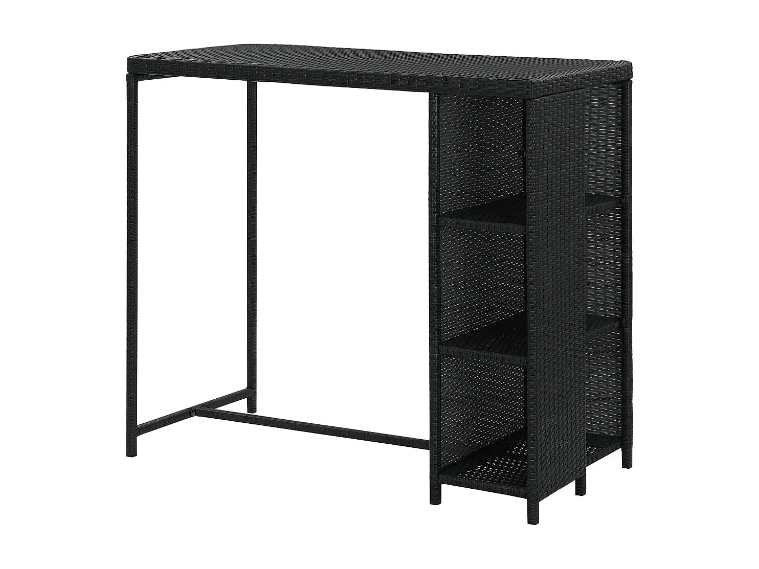 Bartisch mit Regal Schwarz 120x60x110 cm Poly Rattan