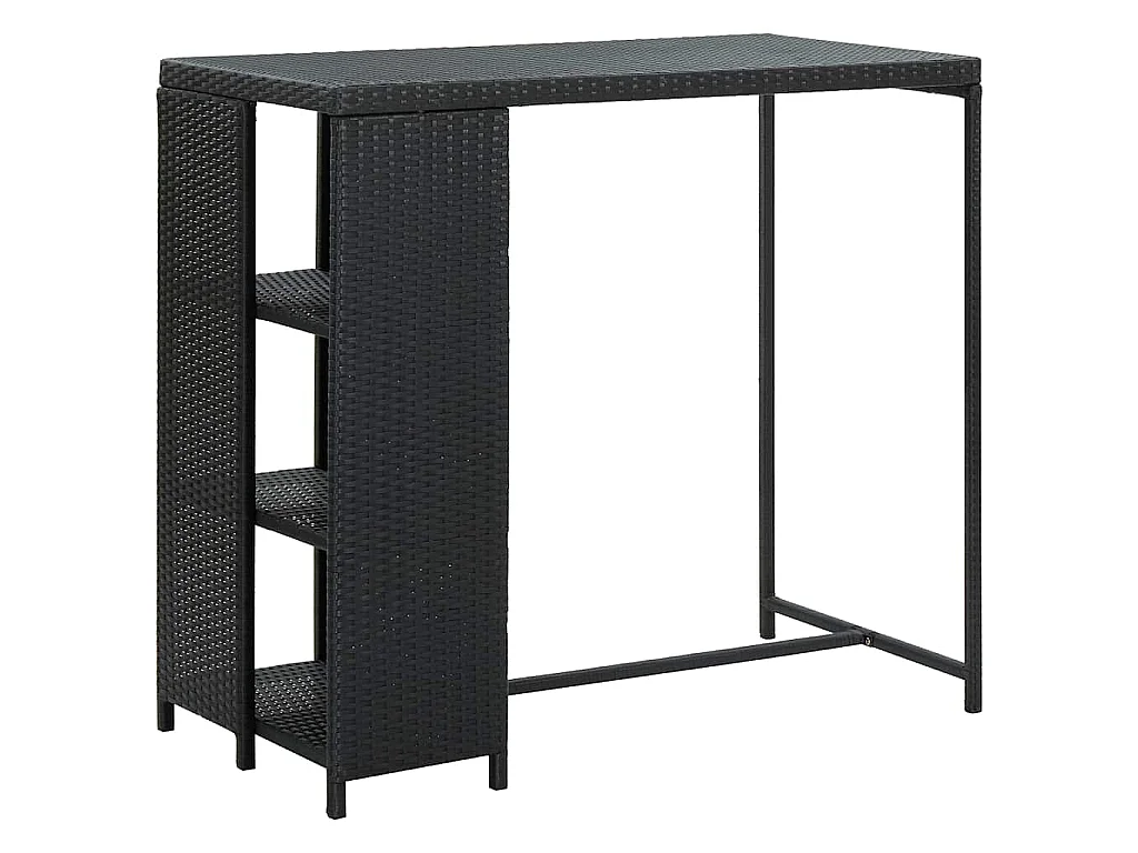 Table de bar avec rangement Noir 120x60x110 cm Résine tressée