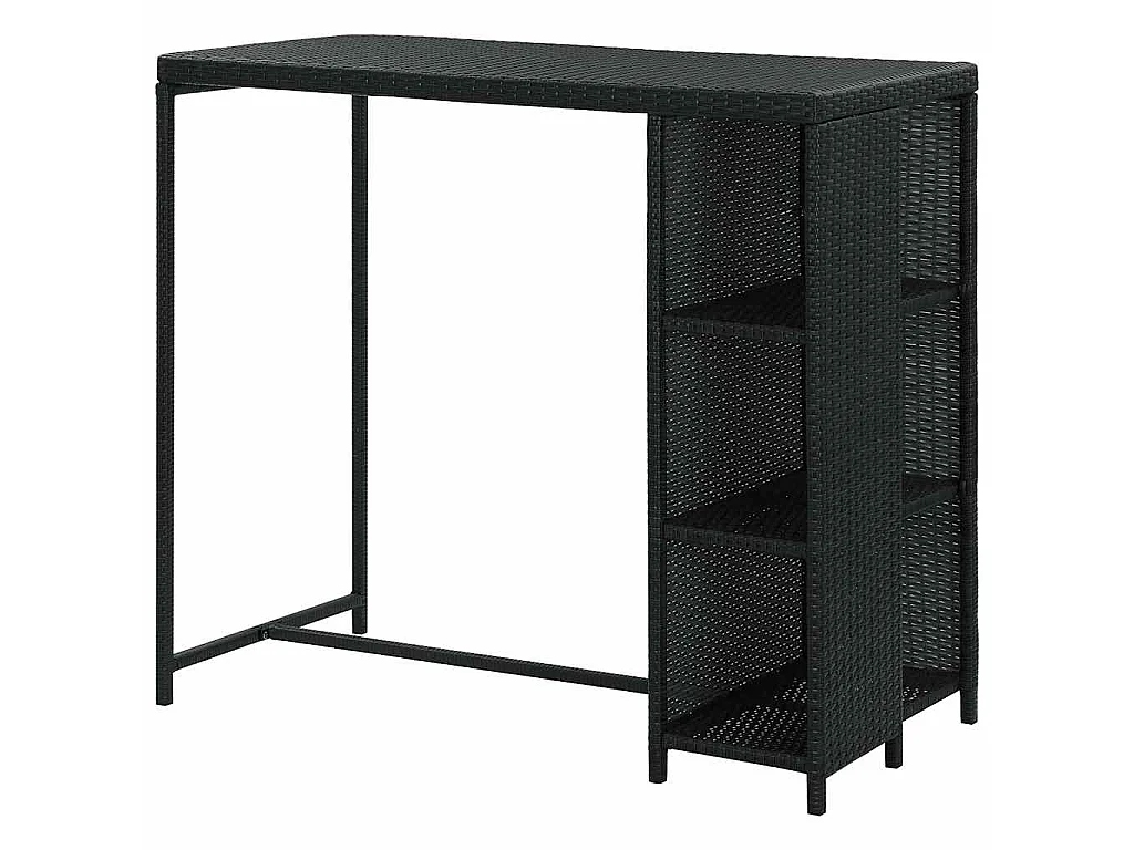 Table de bar avec rangement Noir 120x60x110 cm Résine tressée