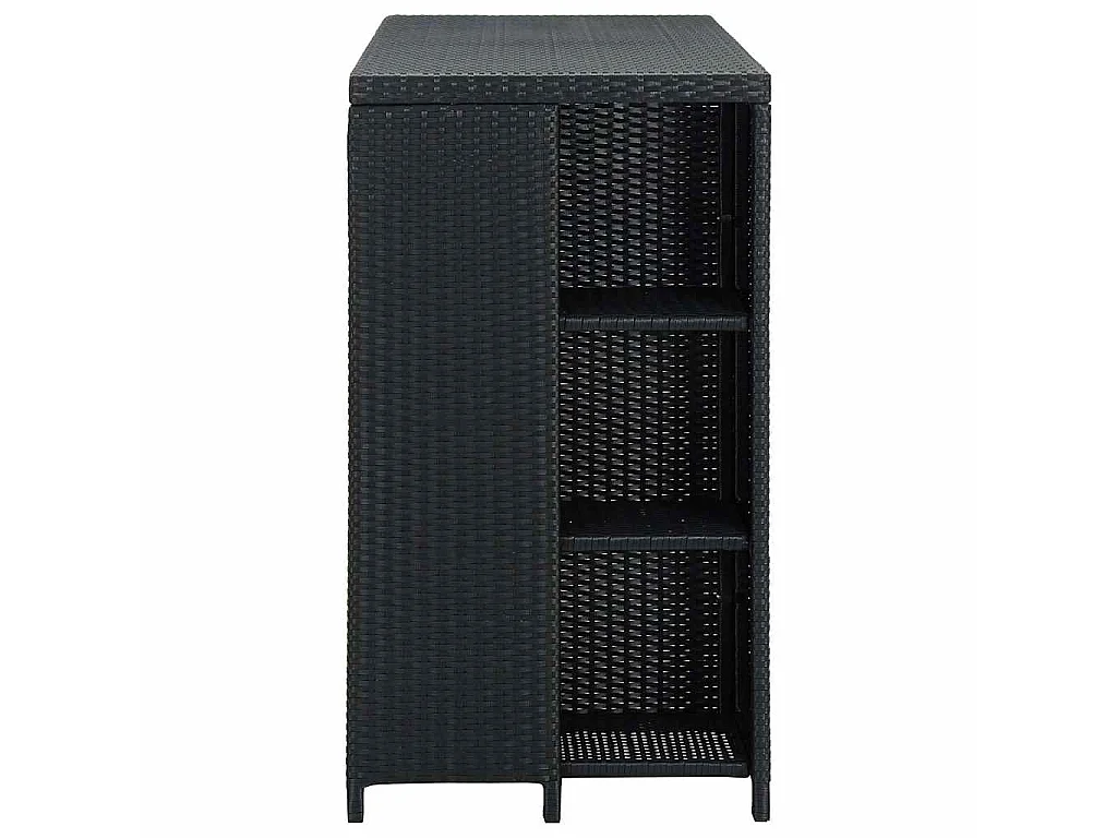 Table de bar avec rangement Noir 120x60x110 cm Résine tressée