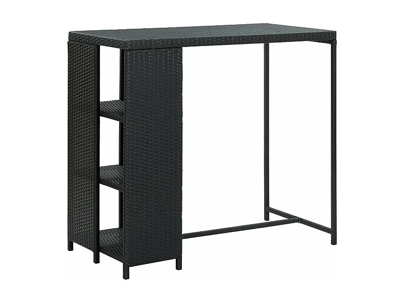 Bartisch mit Regal Schwarz 120x60x110 cm Poly Rattan